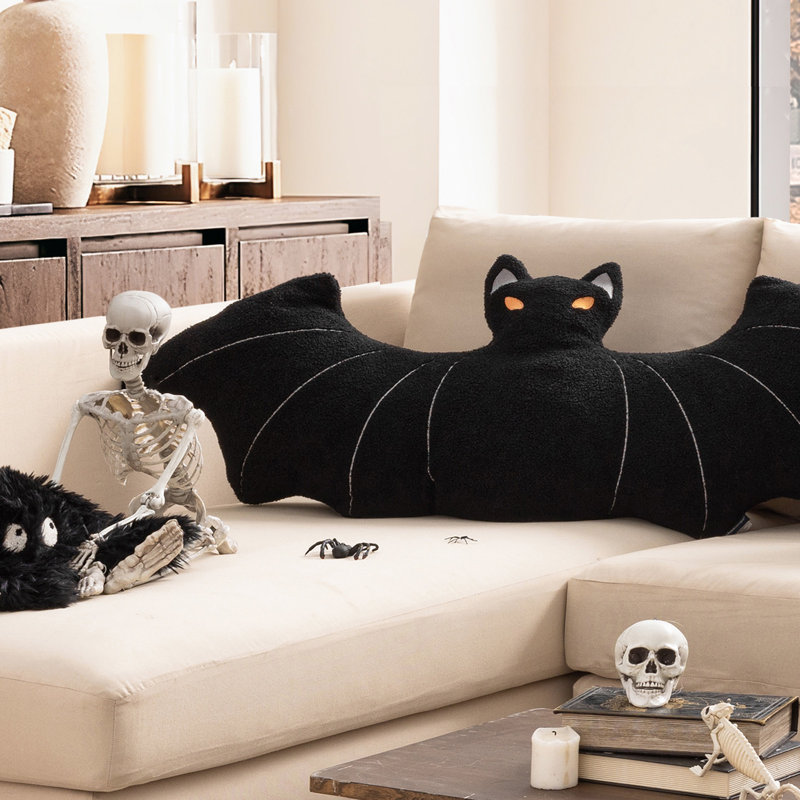Coussin Phantoscope Happy Halloween, Forme de chauve-souris: H 22 po x l 48 po