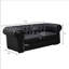 Causeuse Chesterfield en cuir de vache véritable de 72,5 po - capitonnée à boutons, accoudoirs à volutes incurvées, détails à boucle européenne-99317390