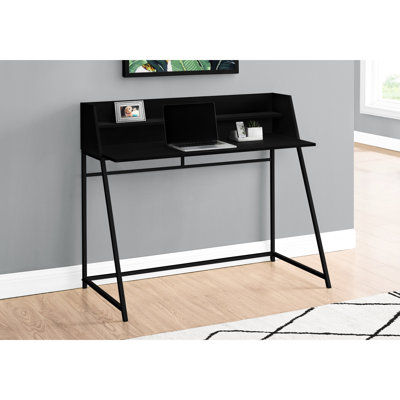 48" Computer Desk For Home Office, Black Metal Frame & Laminate Top, Contemporary Storage Office Desk, Laptop Work Area With Metal, Options