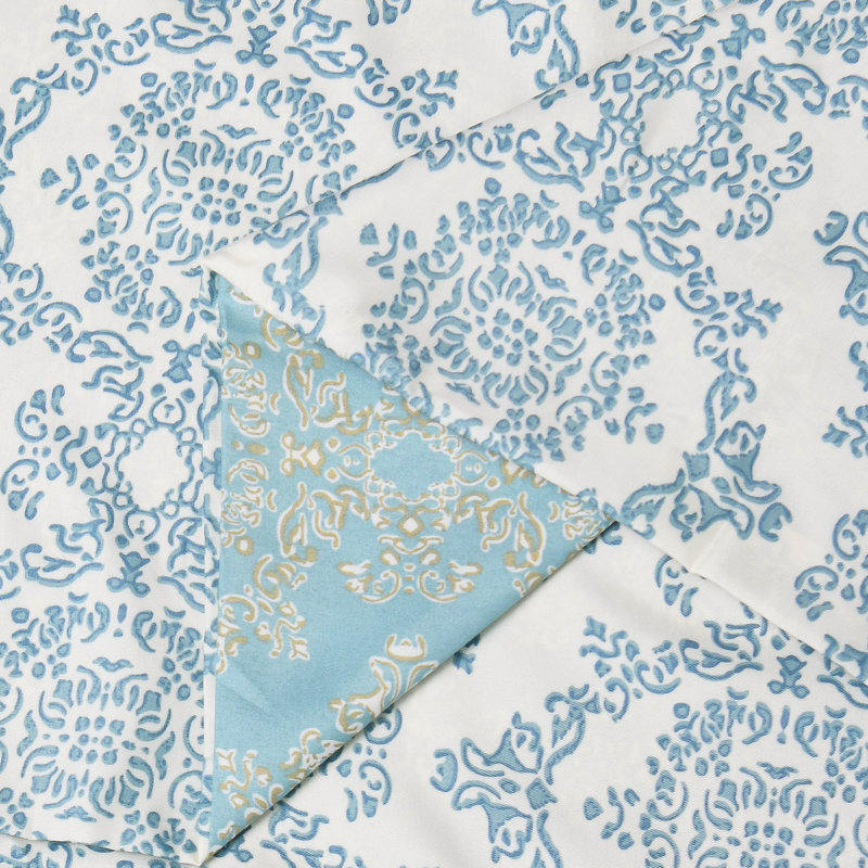 Mystic Teal Floral Print 60'' Window Valance Set