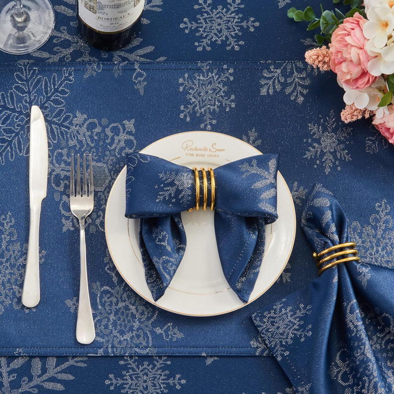 Ensemble de serviettes de table en polyester jacquard scintillant métallique 8 pièces