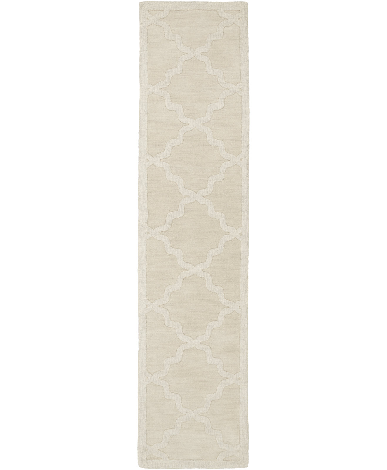 Romina Beige Handmade Wool Geometric Rug, Runner 2'3" x 8'