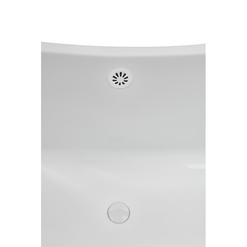 59" Streamline Clawfoot Tub,Tray,Drain, Clawfeet, Polished Gold, Glossy White