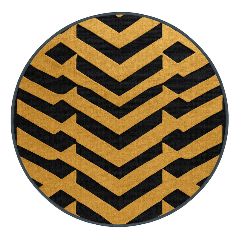 Tapis noir en treillis lavable à la machine, Rond 4 pi