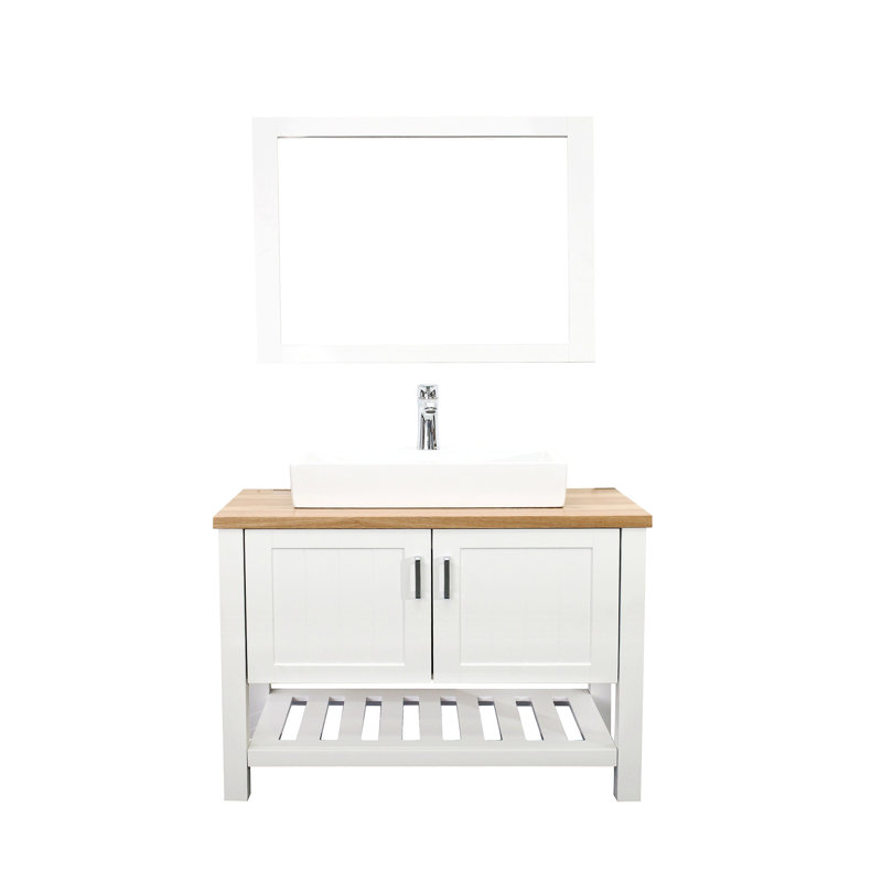 Lavabo vasque carré en céramique 20,6 po - Bassin de comptoir haut de gamme