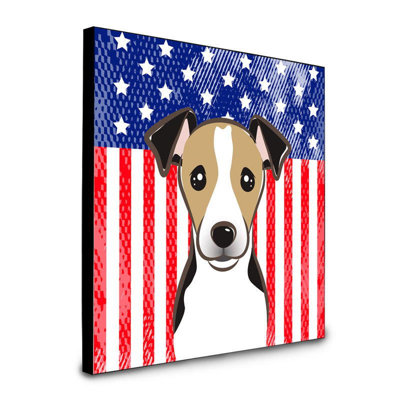 « american flag », art encadré Macomb, Jack Russell terrier noir