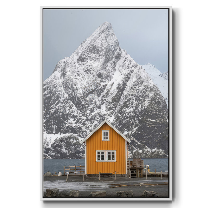 Le village jaune III, H 25 po x l 17 po x P 1,5 po, Cadre blanc