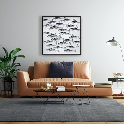 Toile encadrée «Gray School of Fish» | Décoration animaux aquatiques