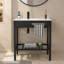 Lavabo de console de salle de bain en céramique 32 "x 18,5" avec trop-plein et pieds noirs