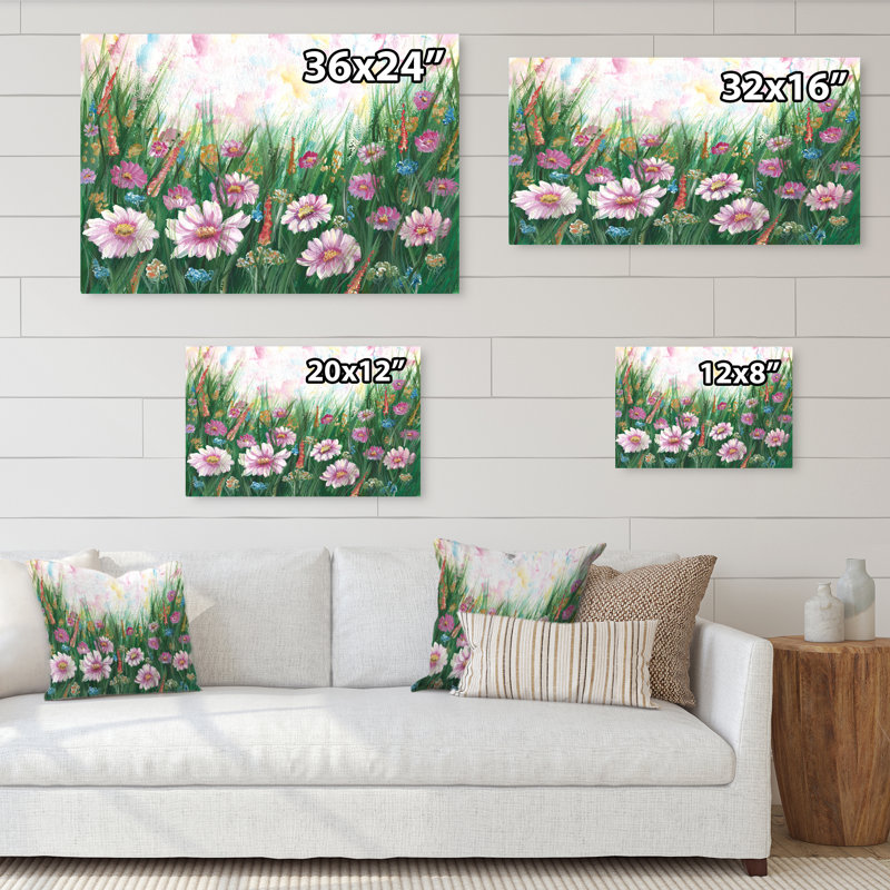 «Blooming Flower Field», reproduction sur toile, H 12 po x l 20 po x P 1 po, Toile tendue