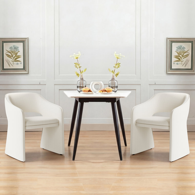 Chaise moderne avec accoudoirs rembourrés de 19,3 po de hauteur , Beige