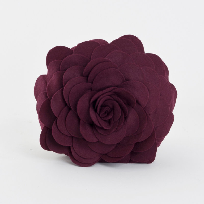 Felt Collection Appliqued Throw Pillow, Wine, 16" H x 16" W