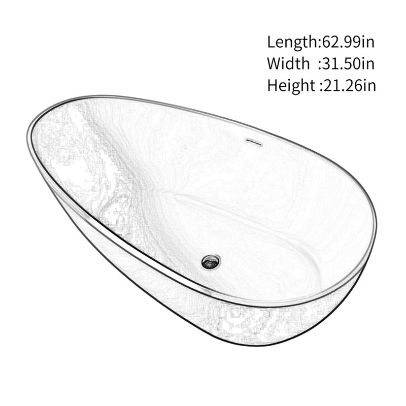 Modern Contracted Stone Bathtub, Cream