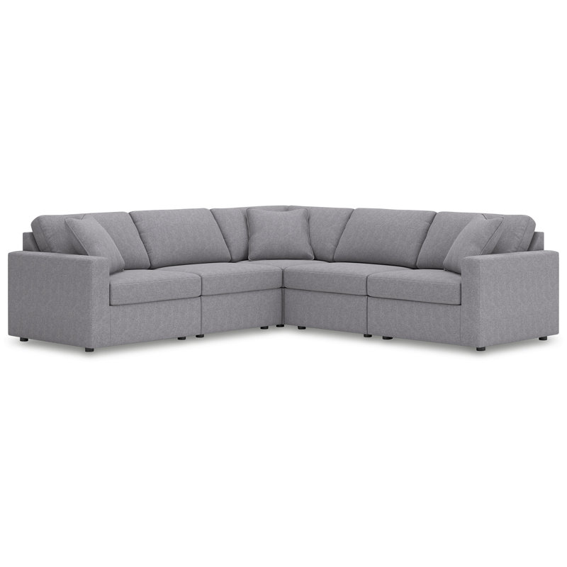 Chobanyan 5-Piece Sectional, Gray Polyester