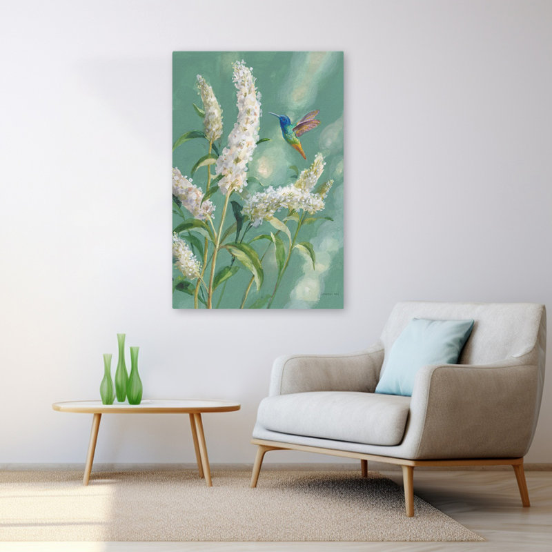 Animaux et oiseaux, colibri, printemps II, art, H 48 po x l 32 po