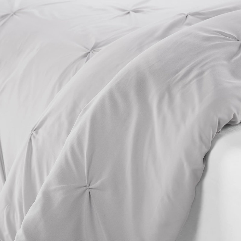 Ensemble de housse de couette plissée hypoallergénique 3 pièces ultra douce, Twin Duvet Cover & Insert + 1 Pillowcase, Blanc