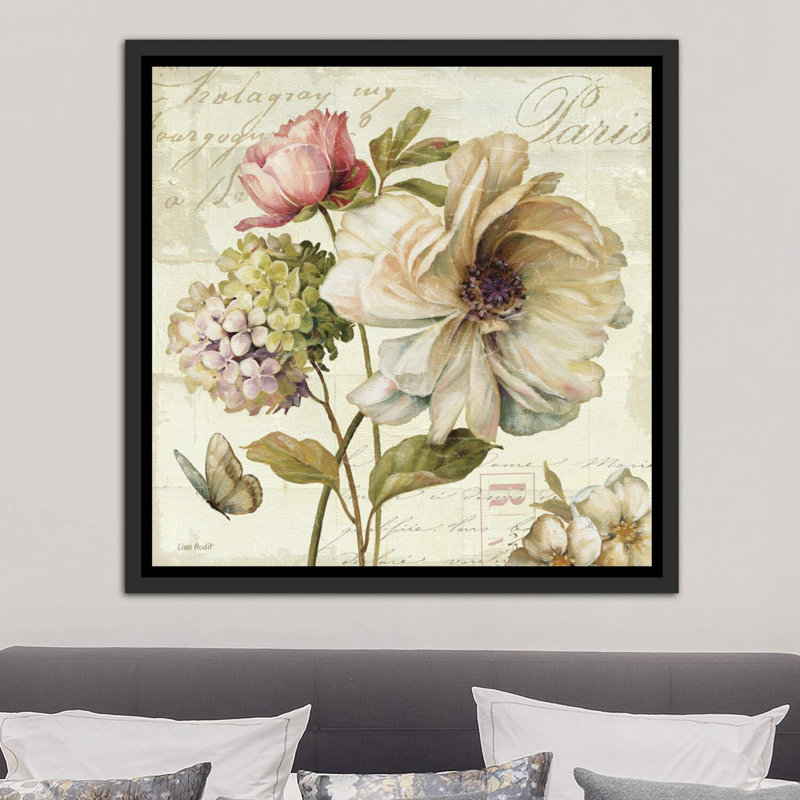Marche de fleurs II (sans texte) par Lisa Audit - impression d'art graphique, H 37 po x l 37 po x P 1,5 po
