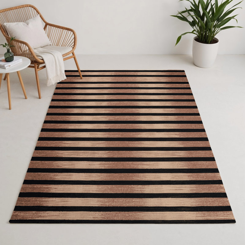 Tapis intérieur / extérieur gris HorizontalStripes, Rectangle 9 pi x 12 pi