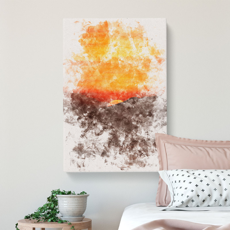 Orange Sunset Abstract - Wrapped Canvas Painting, 76cm H x 50cm W x 3cm D