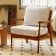Chaise avec accoudoirs en cuir massif Mid-Century
