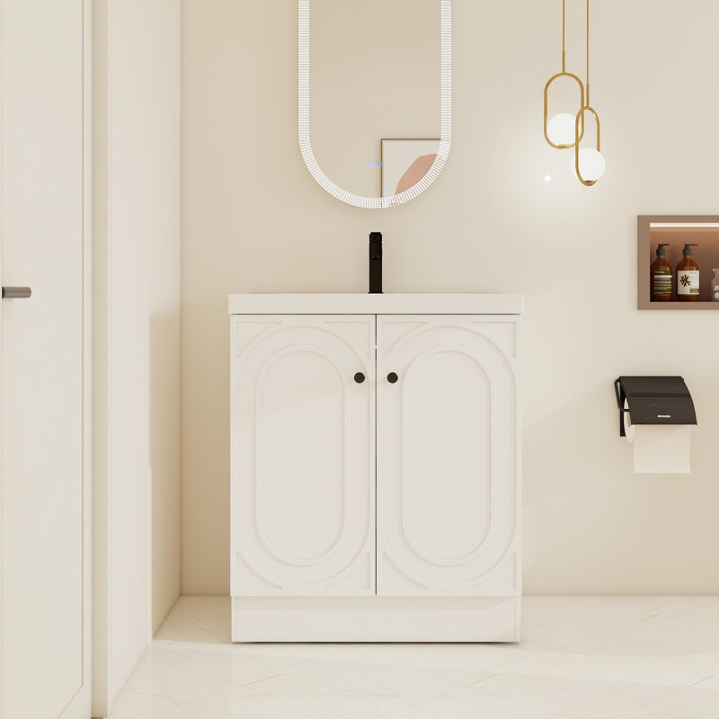 Ensemble de meuble-lavabo simple 30 po avec lavabo en résine, Blanc