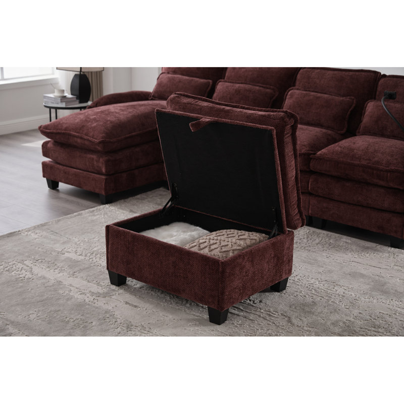 Upholstery Comfy Modular Sofas, Wine Red