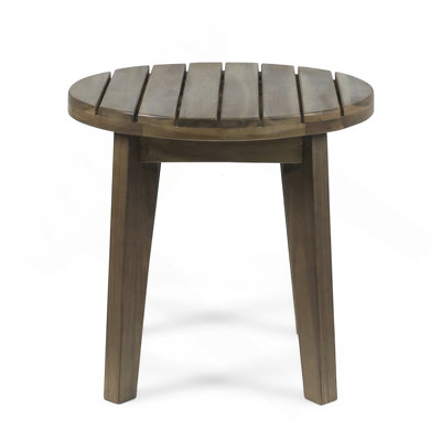 Outdoor 16" Acacia Wood Side Table, Gray Finish