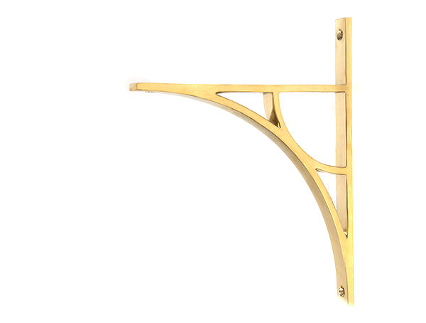 Tyne Shelf Bracket, 26cm H x 7.9cm W x 2cm D, Polished Brass