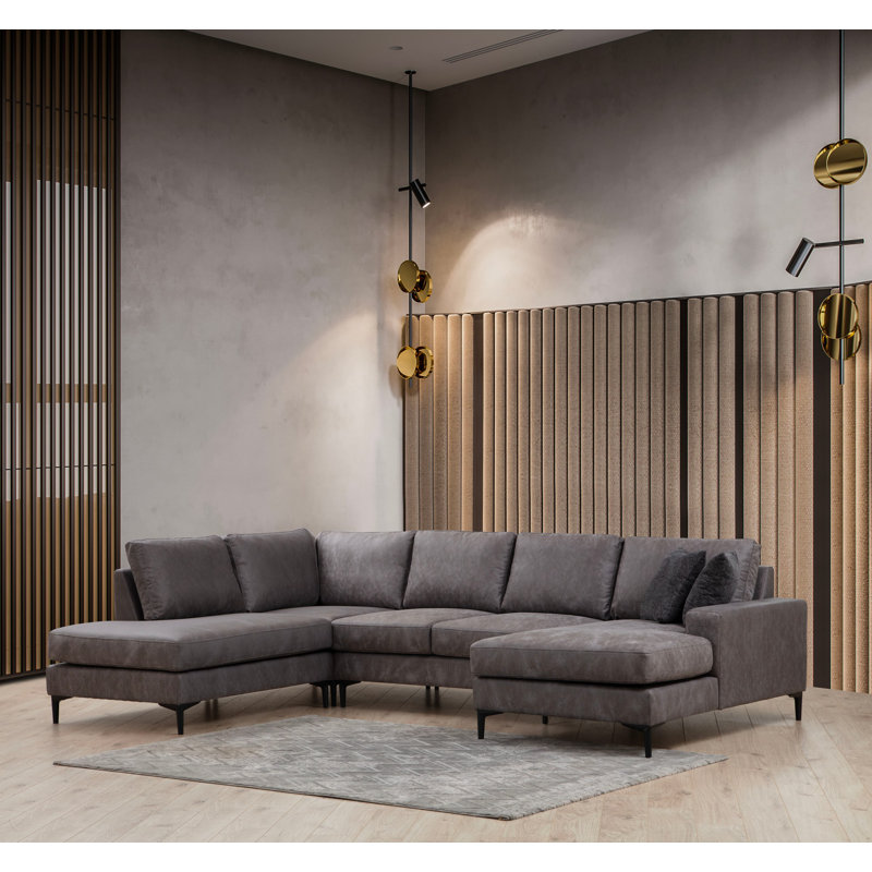 Stylish Corner Sofa, Anthracite Color, 78.7 x 123.6 x 59.1 inches | Beech Wood & Chipboard Frame, 100% Polyester Fabric, Dry-Cleanable | Soft Grey Foam & Silicone Foam Cushions for Ultimate Comfort