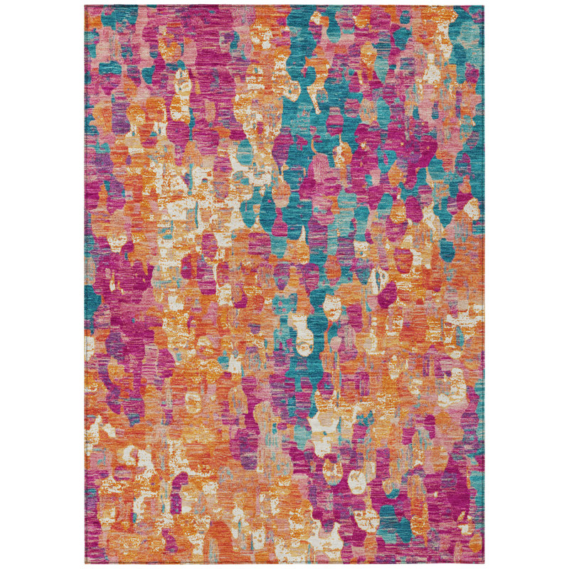 Machine Washable Indoor/Outdoor Xhevrie Blush Rug, Rectangle 8' x 10'
