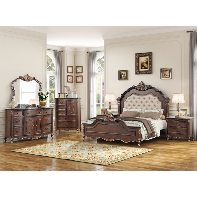 Constantine Dark Walnut and Marble Traditional 2-Drawer Nightstand