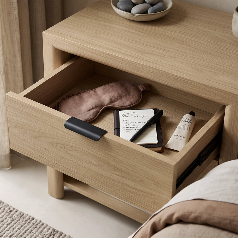 Clarice 24" Rectangular Nightstand in Brown Oak, Brown Oak