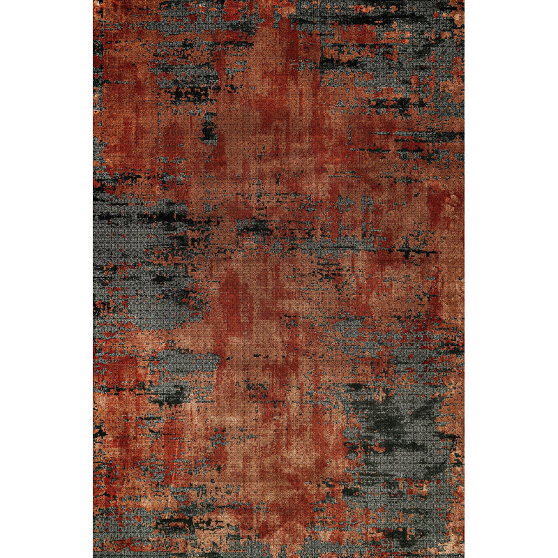 Tapis orange lavé à la machine à imprimé numérique abstrait antidérapant