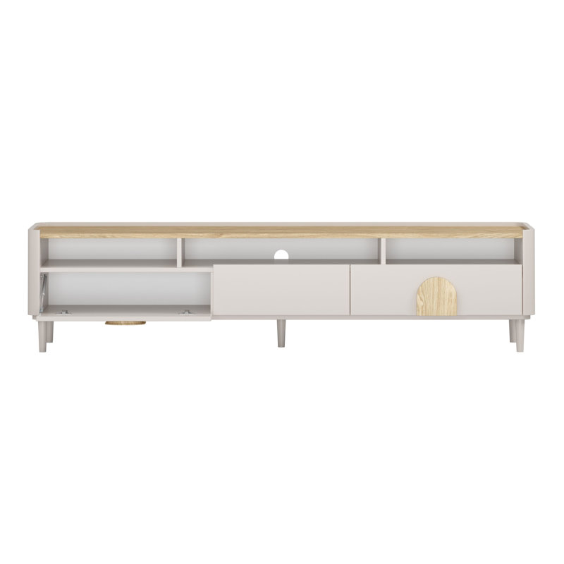 Sadeen Unfinished TV Stand for TVs up to 77", Beige/Light Oak