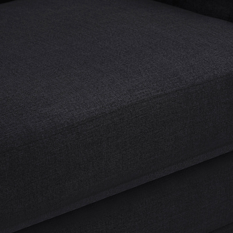 Kimora 86.5" Round Arm Sofa, Black Linen Textured Fabric