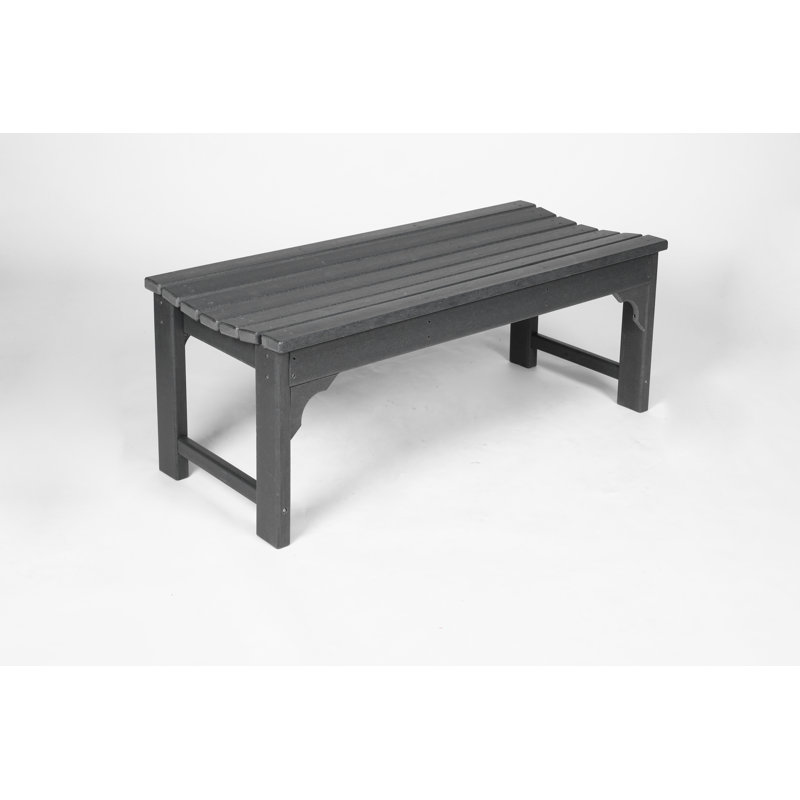 Banc Adirondack en PEHD gris sans dossier - texture bois, résistant aux rayons UV