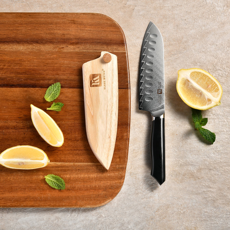 Couteau Santoku de 5,5 po Klaus Meyer Helix (avec gaine en bois)