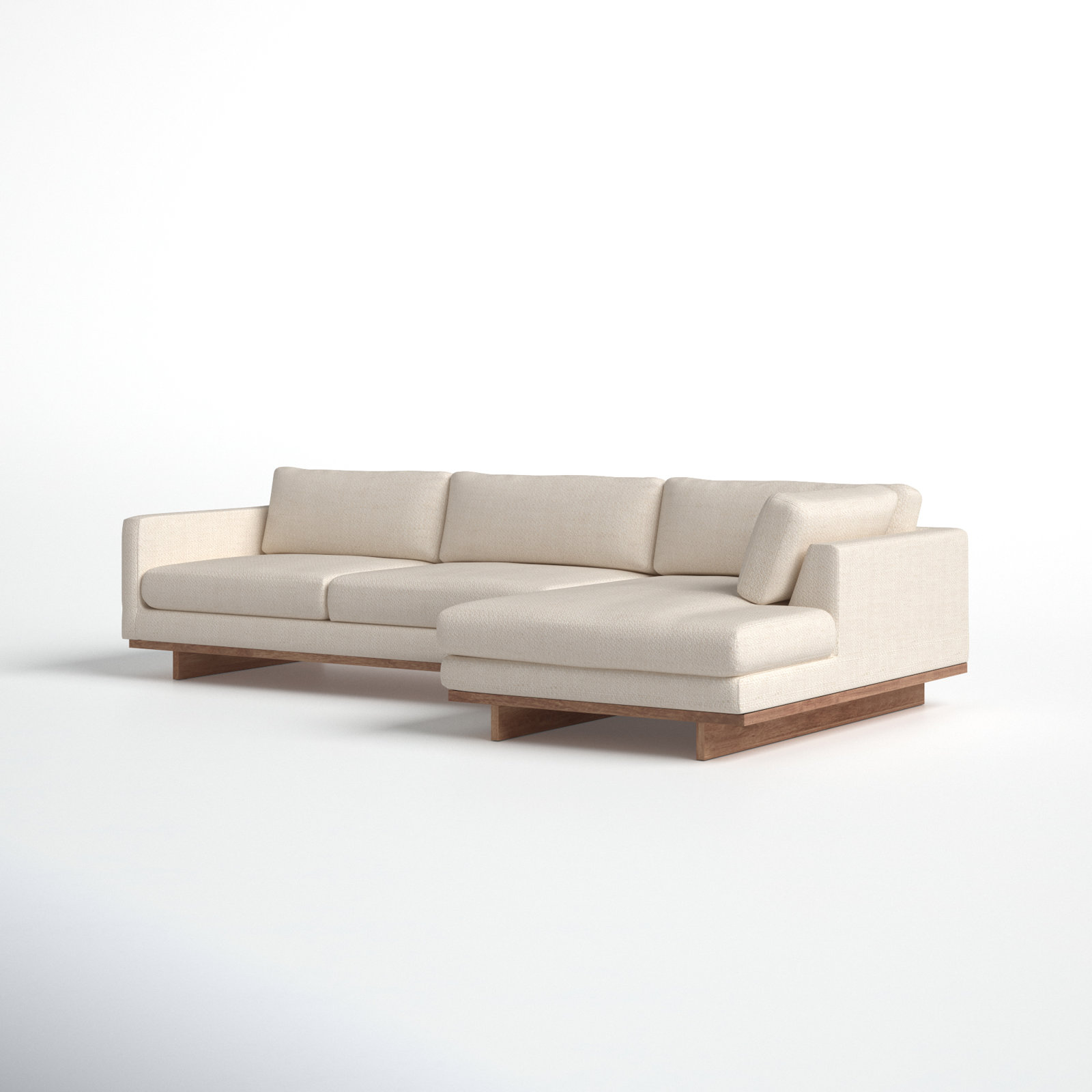 Menades Upholstered Chaise L-Sectional, Right Hand Facing, 32" H x 125" W x 70" D, Irving Taupe Polyester Blend