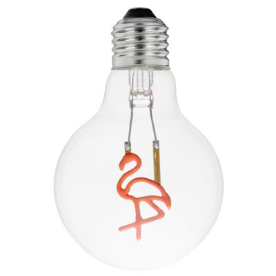 Ampoule à filament décoratif à DEL flamant rose Festive Living, globe G80, culot moyen E26, 1 W, verre transparent, guirlande de remplacement pour guirlande tropicale intérieure / extérieure - paquet de 1
