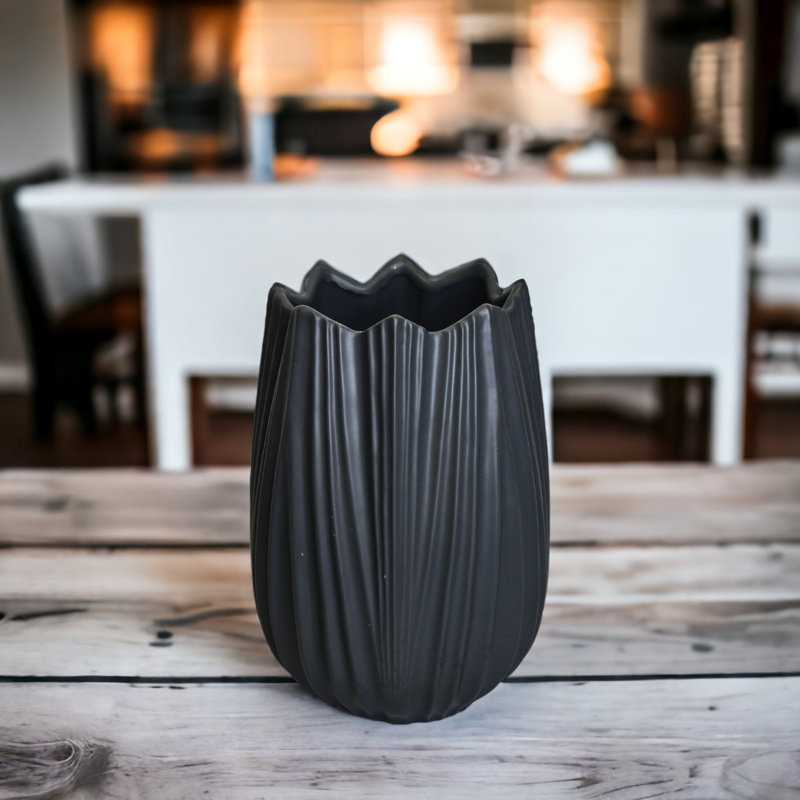 Jasier Ceramic Table Vase, Small, Black