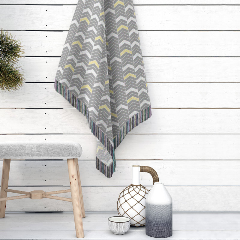 Couverture en coton tissé Rhonda, l 60 po x L 80 po, Jaune