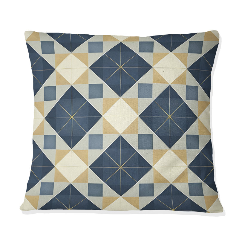 Imprimé vichy bleu marine II - coussin décoratif moderne, H 16 po x l 16 po