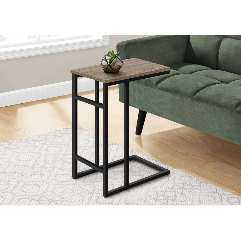 Table d'appoint, en forme de C, bout, côté, collation, stratifié brun, métal noir, contemporain, moderne, Taupe