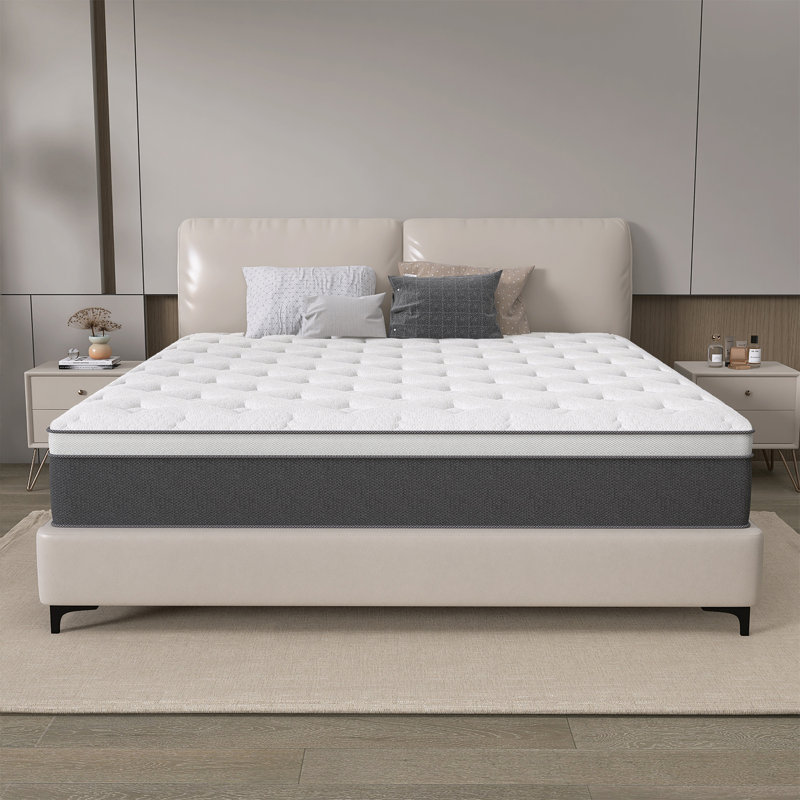 Ovando 12"/14" Medium Pocket Sping Hybrid Mattress with Certipur-US Certified Memory Foam, King, 12"