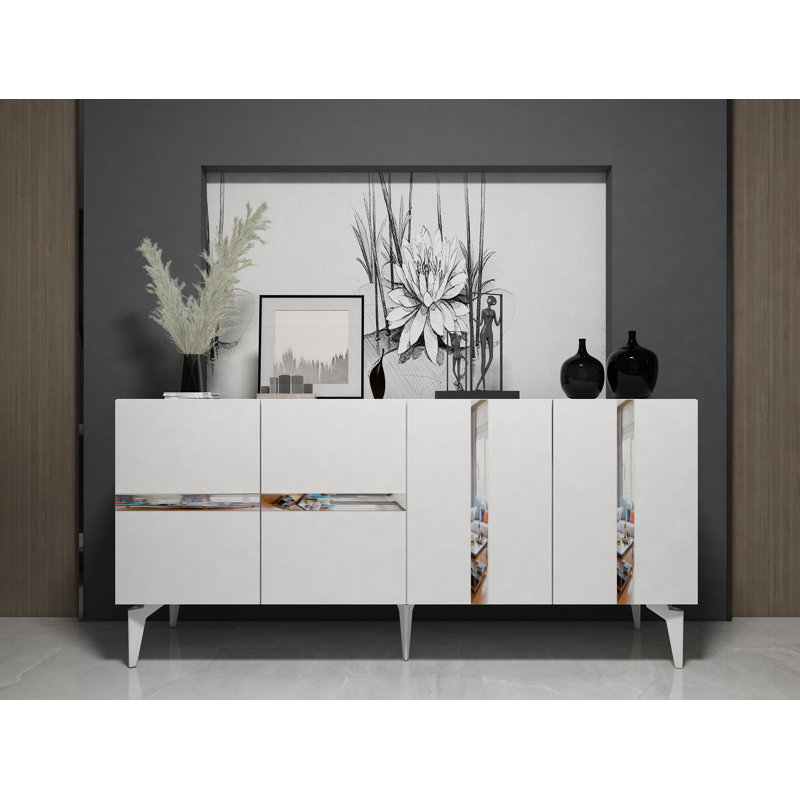 Foxdale 150cm Console Table, White/Silver