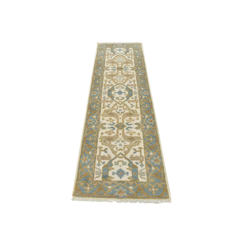 Tapis de couloir blanc nouvel âge en laine 2 pi 7 po x 7 pi 10 po Detchko