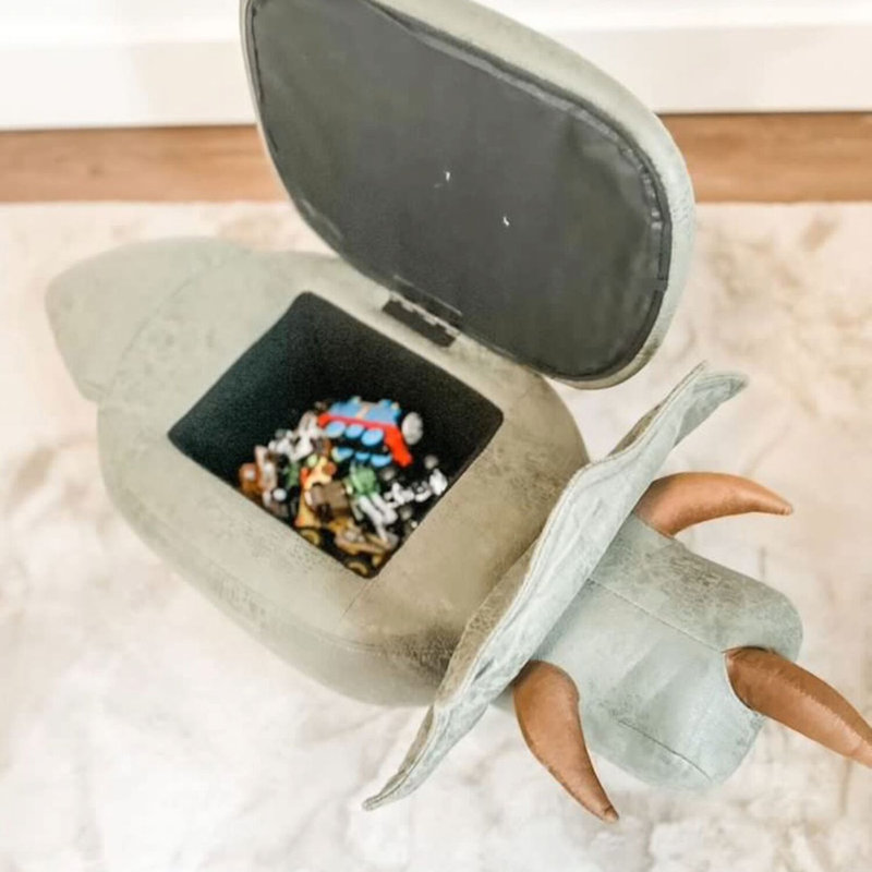 Critter Sitters 15-In. Seat Height Green Triceratops Dinosaur Animal Shape Storage Ottoman Stool