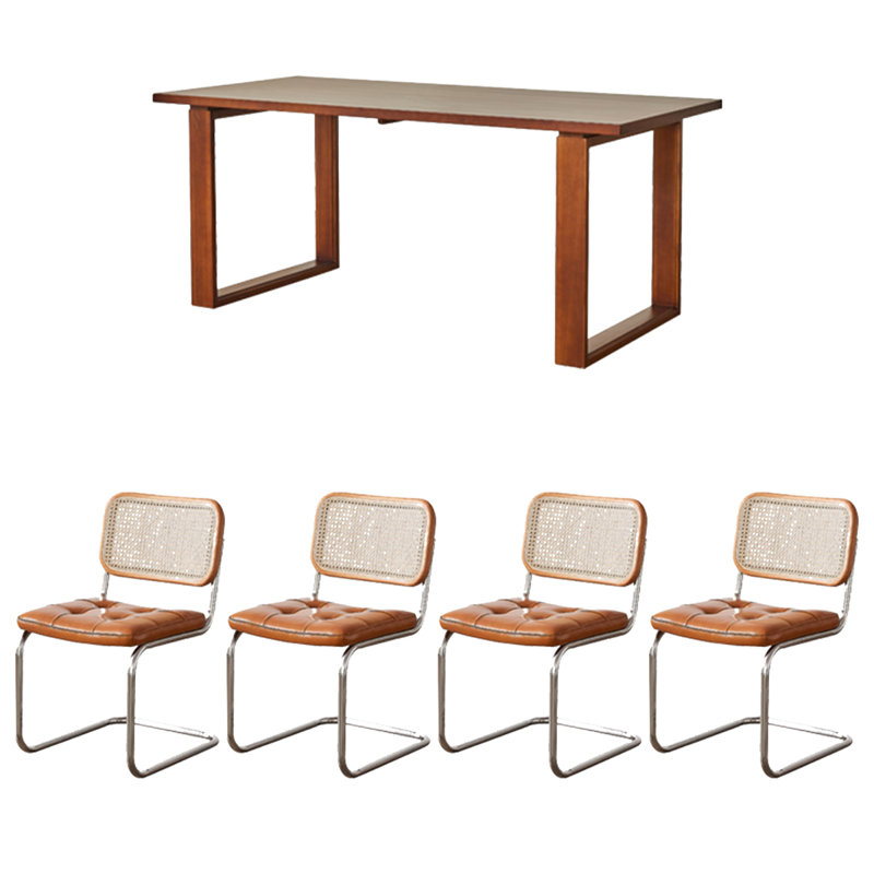 4 - Person Solid Wood Solid Wood Top Double Pedestal Dining Set, 29.72"H x 59.06"L x 31.5"W