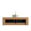 Meuble-lavabo de salle de bain 48 po Dina, meuble-lavabo rayé à bords arrondis avec tiroirs, lavabo rond en céramique avec motif en pierre et plateau en pierre frittée à motif de travertin, pré-assemblé-126528632