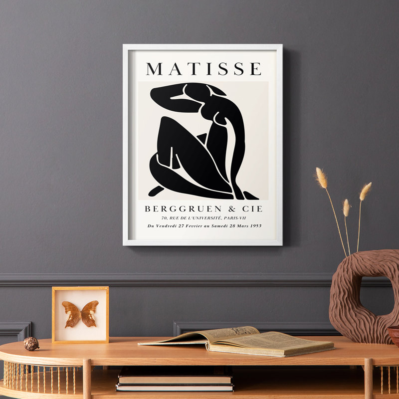Matisse CDXC, reproduction encadrée - bois massif, Cadre simple blanc, H 20 po x l 16 po